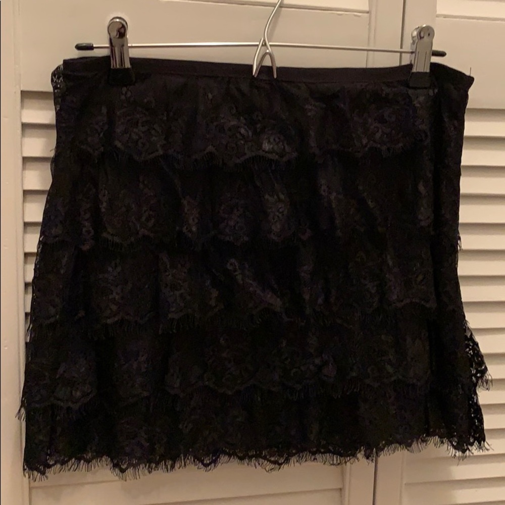 Black lace layered mini skirt